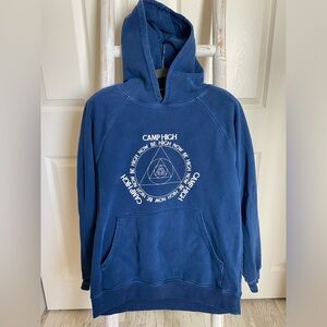 Camp High “Be High Now” raglan hoodie in indigo/blue size Large